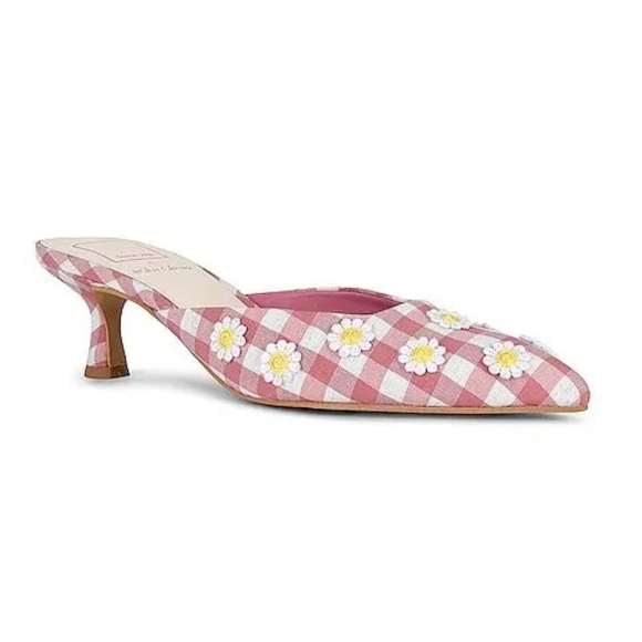 For Love And Lemons Shoes - NWT For Love And Lemons X Dolce Vita Lilou Mule in Pink Chalk Gingham Mule